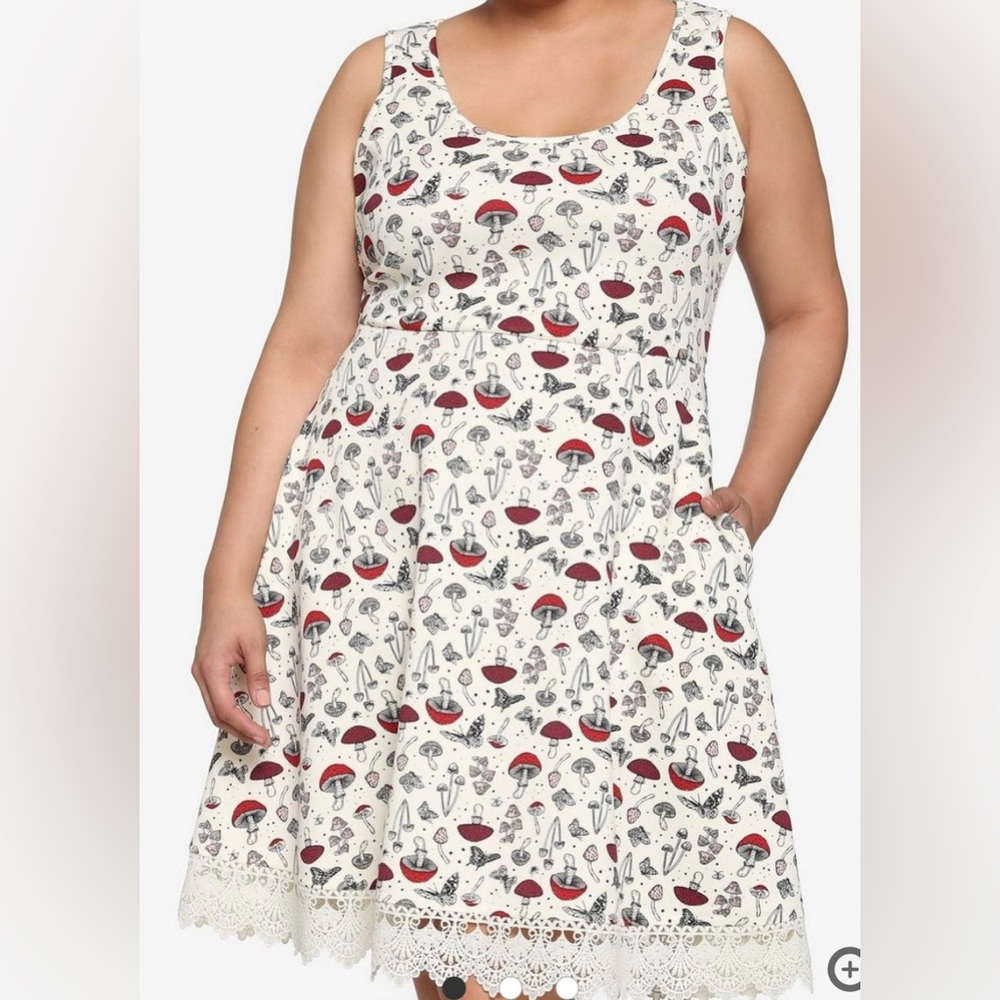 NWT Hot Topic Ivory Mushroom Cottagecore Sleeveless Tank Dress Plus Size 0 (12)
